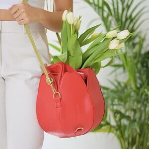 Carmico Red Tulip Bag Shoulder Purse Drawstring Cottagecore Fairycore Cute